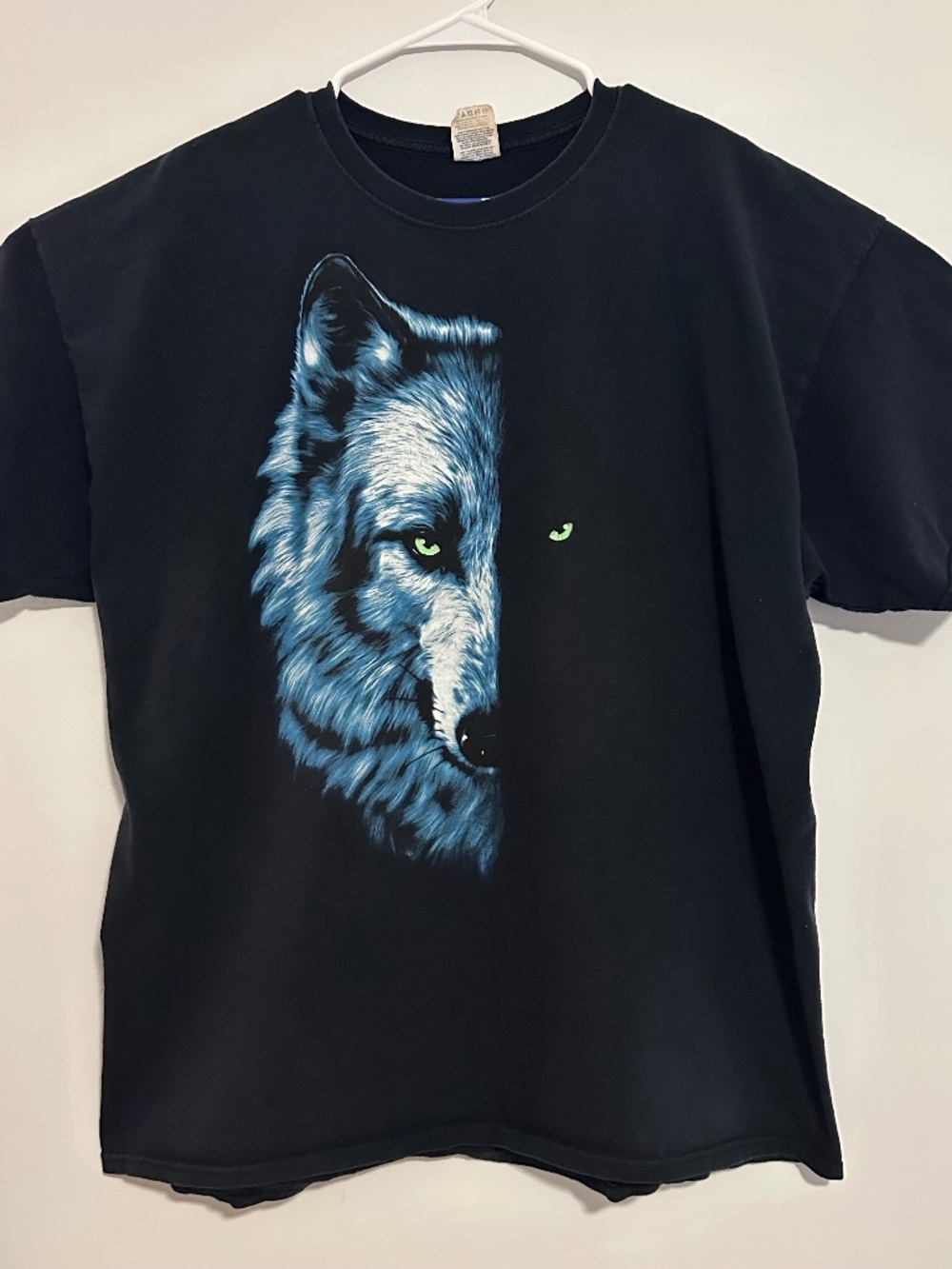 Wolf Gothic Graphic Print T-Shirt 2XL Black Halloween Y2K Short Sleeve